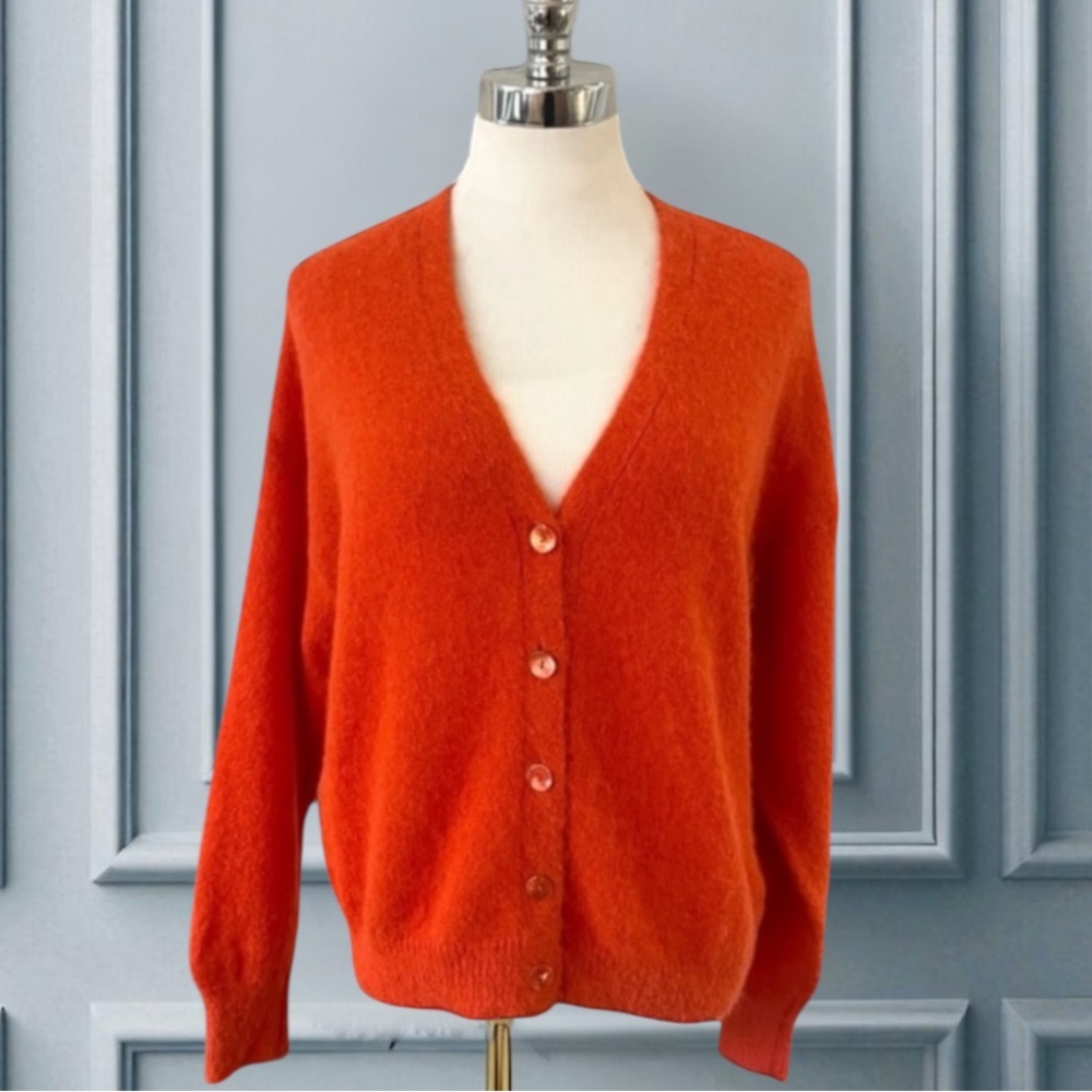 SUMMUM GILET ALPACA BLEND FEATHER LIGHT ORANGE CARDIGAN SWEATER